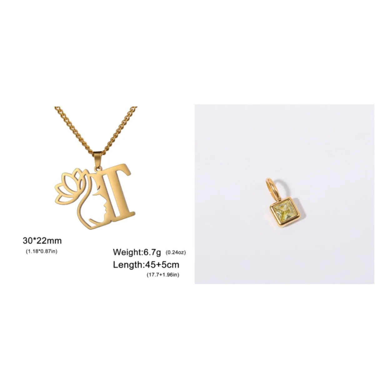 Stainless steel cross chain necklace with pendant in gold or silver electroplated finish