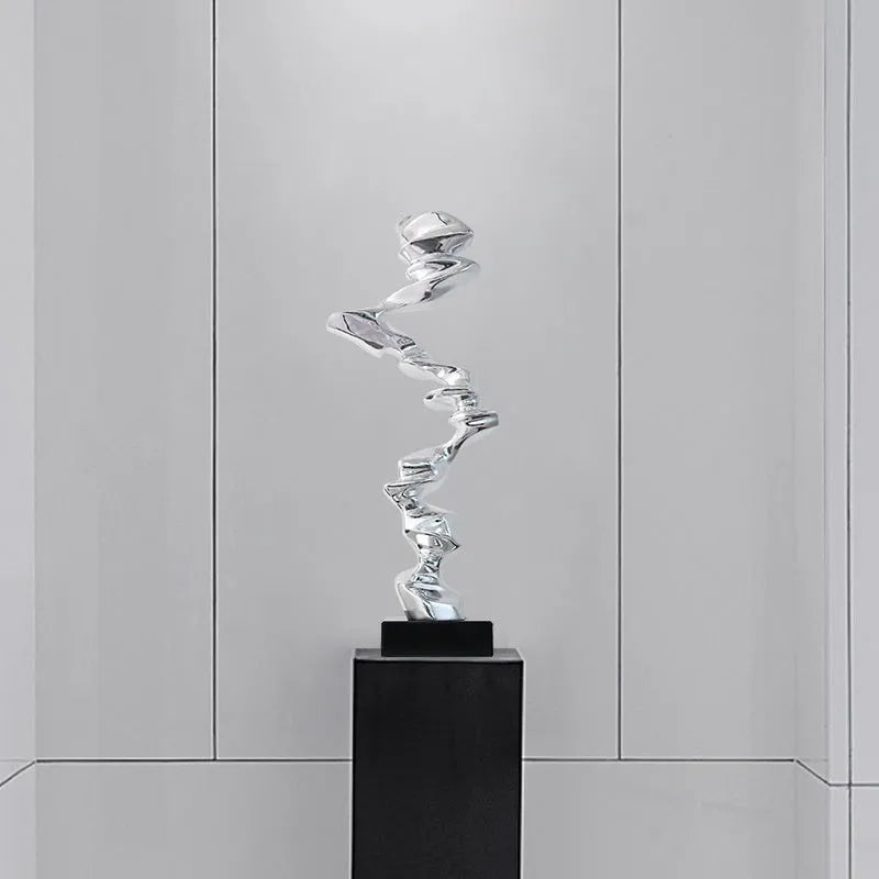 Abstract wall ornament in metallic gold, silver or blue finish for minimalist interior decoration