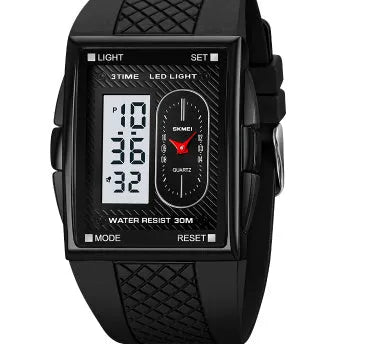Multi-functional sports waterproof electronic watch with dual display, 39.4mm screen, available in multiple colours