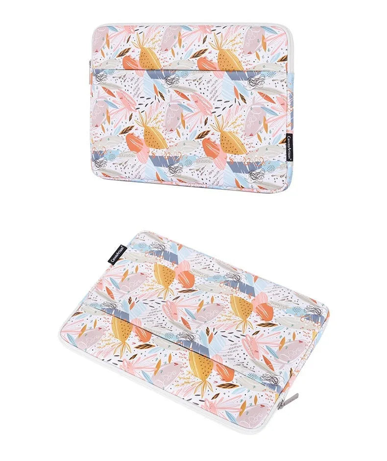 White PU leather laptop inner bag showing waterproof protective sleeve for 14 inch computers