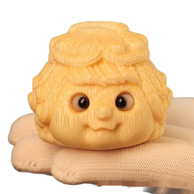 Solid bamboo carving Golden Toad Princess ornament with cute style design for household decoration