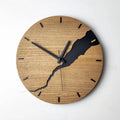Wooden wall clock with creative crack design in natural finish, modern style for home decor