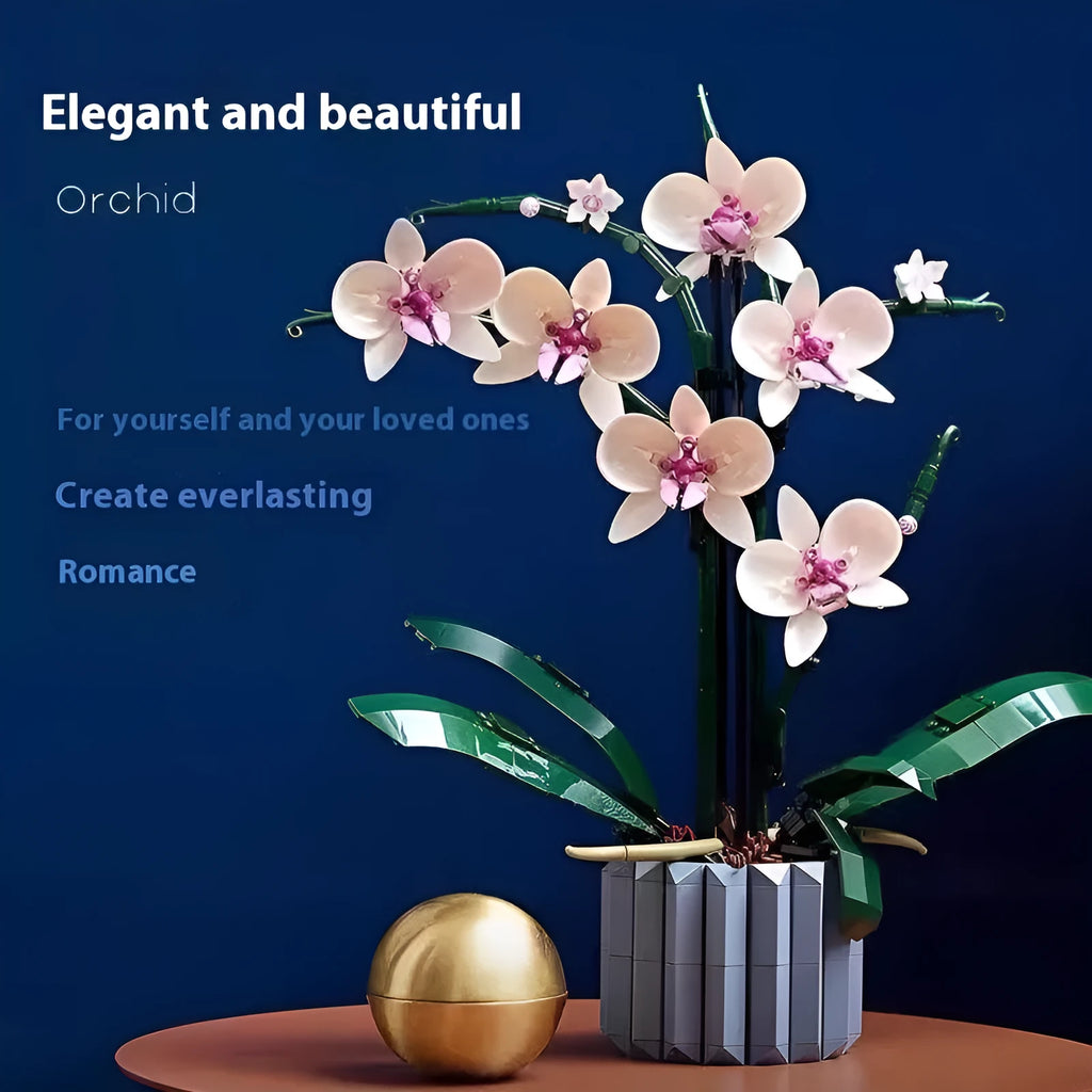 Building blocks preserved fresh flower bouquet Lucky Bamboo colour plastic assembled toy on tabletop