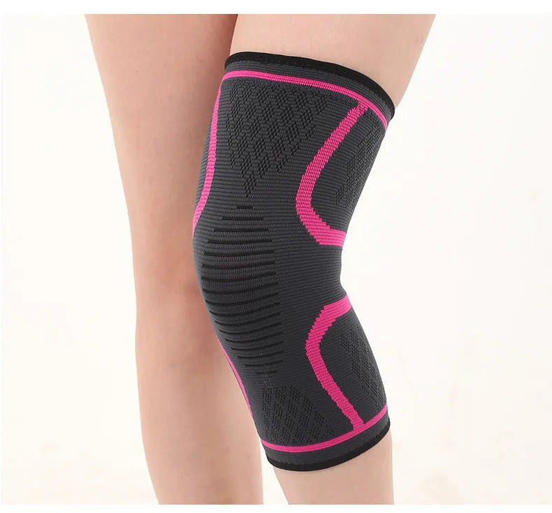 Double corrugated non-slip sports kneecaps in various colours on a grey background.