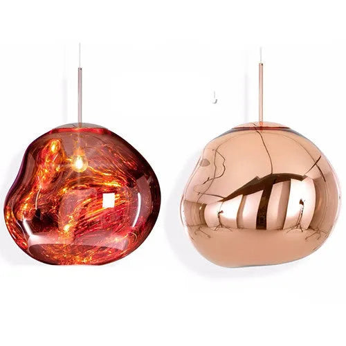 Nordic lava lamp bedside chandelier with irregular glass design and metallic finish