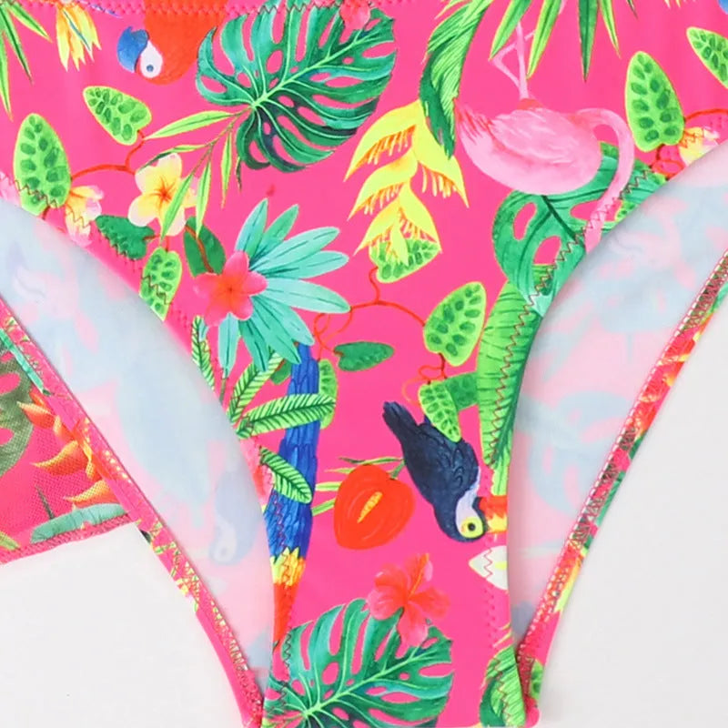 Girls floral split overclothes swimsuit bikini set in picture colour