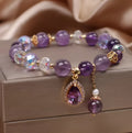 Women's natural amethyst bracelet with purple crystal stones and micro inlay detailing