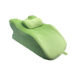 A stomach sleeper pillow designed for lying on your front, shown in blue, dark grey, green, and light grey colour options.