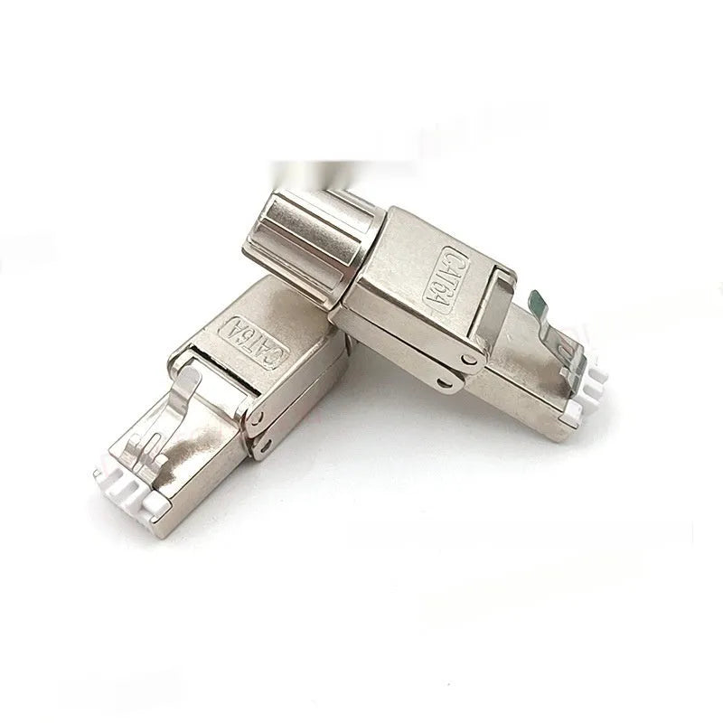 CAT6A metal shrapnel shielded modular plug 74x14.5x11.5mm silver metal crystal head for network cables