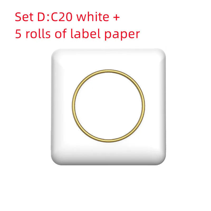 Mini C20 White thermal printer with Bluetooth and USB port, 80x80x35mm
