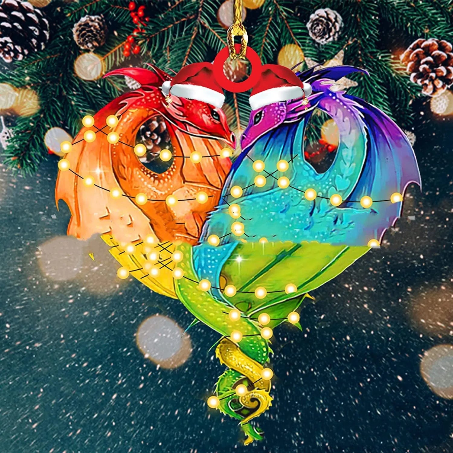 Dinosaur dragon egg Christmas pendant in acrylic, 8cm, one of 18 colour styles