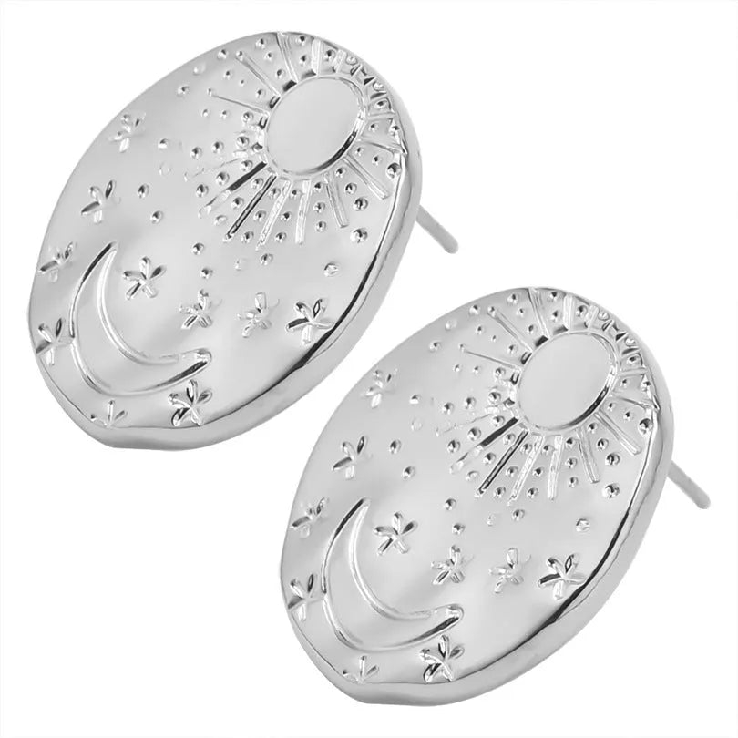 304 stainless steel geometric shell stud earrings with gold or silver electroplating for body piercing jewellery