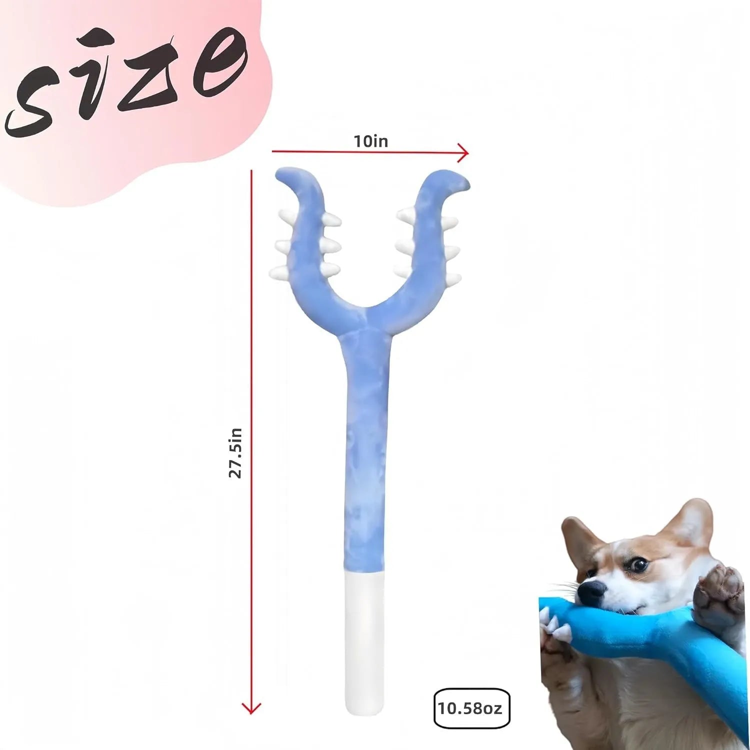 70cm blue plush cat wand toy with foam-filled head for indoor cats