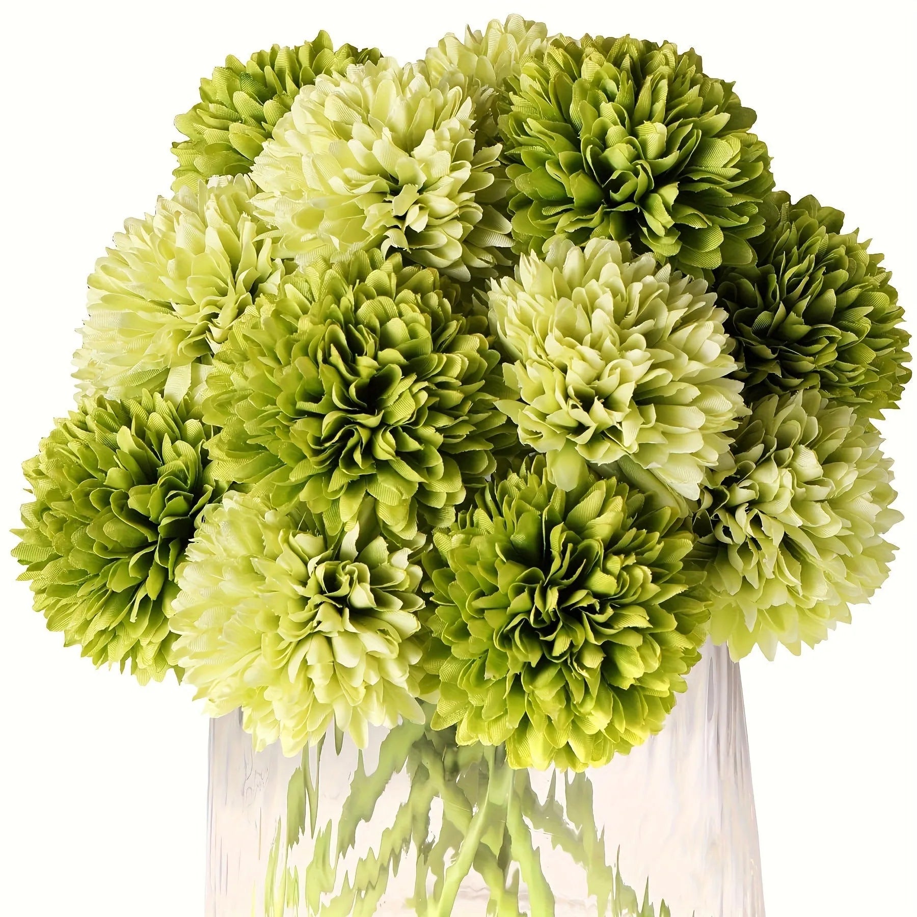 Green silk artificial flower single stem for desktop decoration, 20cm tall, dark green option