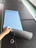 Blue conductive yoga mat with plants pattern and grounding wire, size 182x61cm.