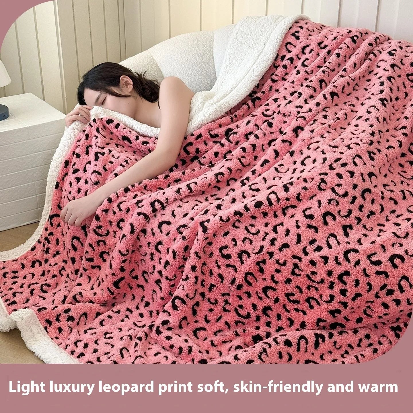 Double-layer leopard jacquard taffeta blanket with zebra pattern in multiple colour options