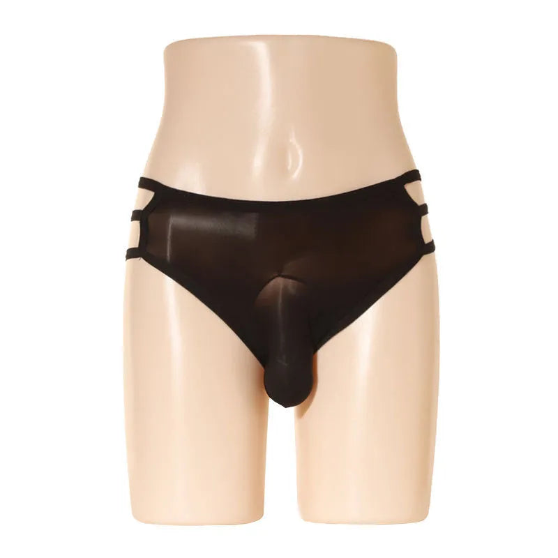 Men's transparent nylon elephant nose shorts in various colours on a mid waist, free size fit.