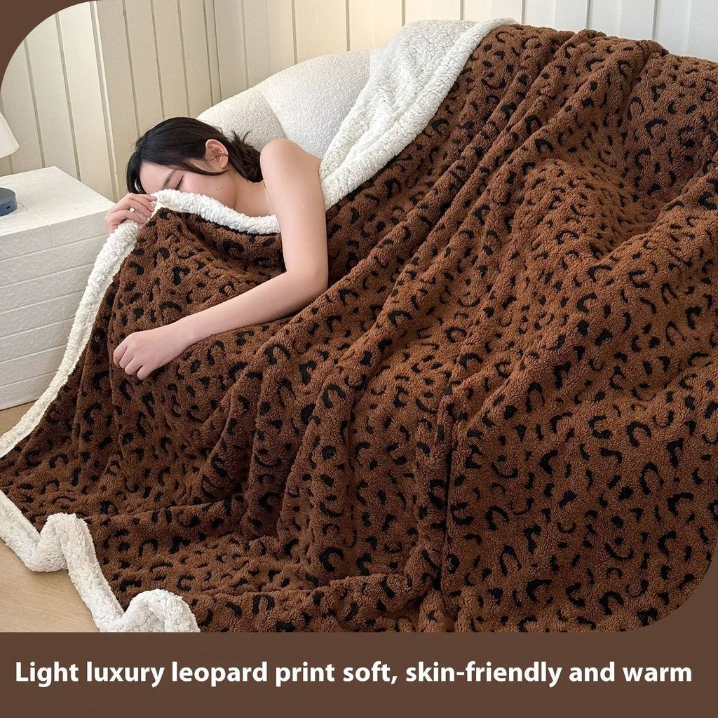 Double-layer leopard jacquard taffeta blanket with zebra pattern in multiple colour options