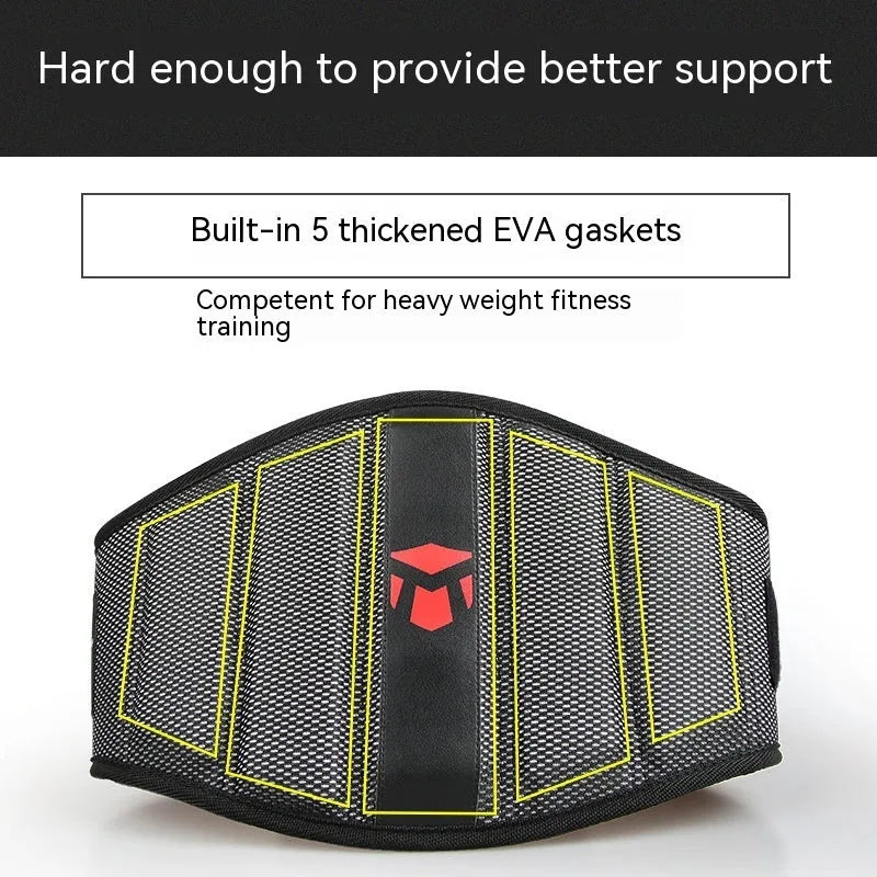 Deep squat workout belt for weightlifting hard pull with lumbar support in black