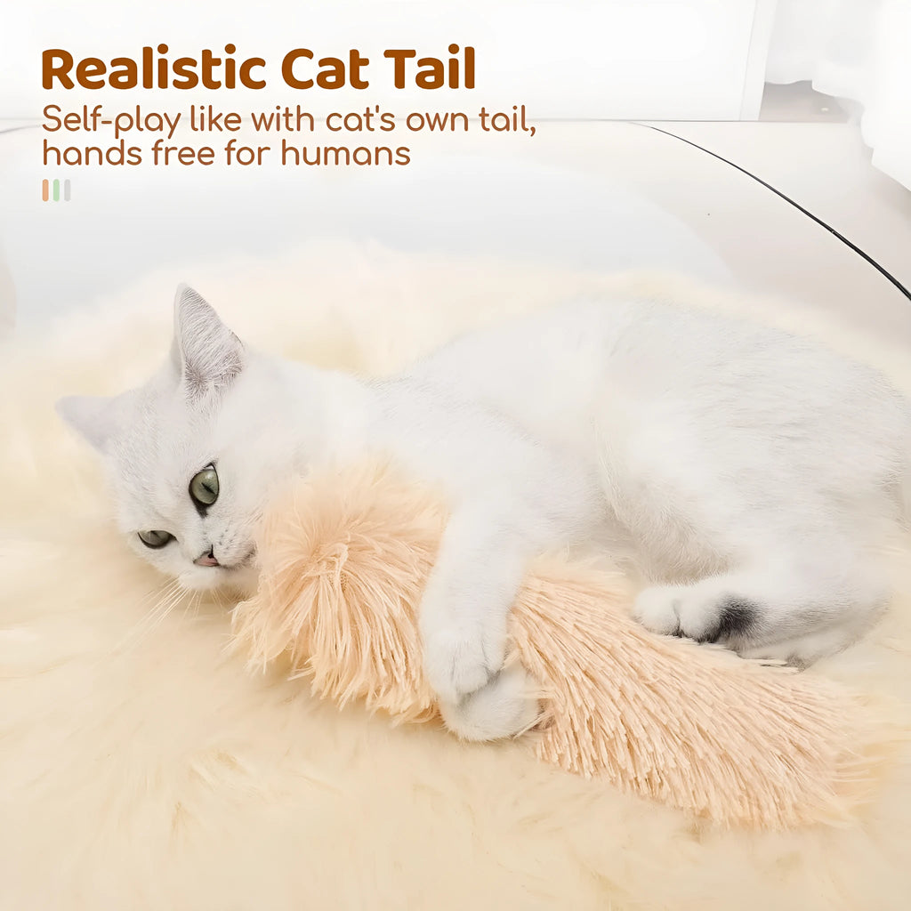 A blue plush cat toy pillow measuring 27cm long on a white background.