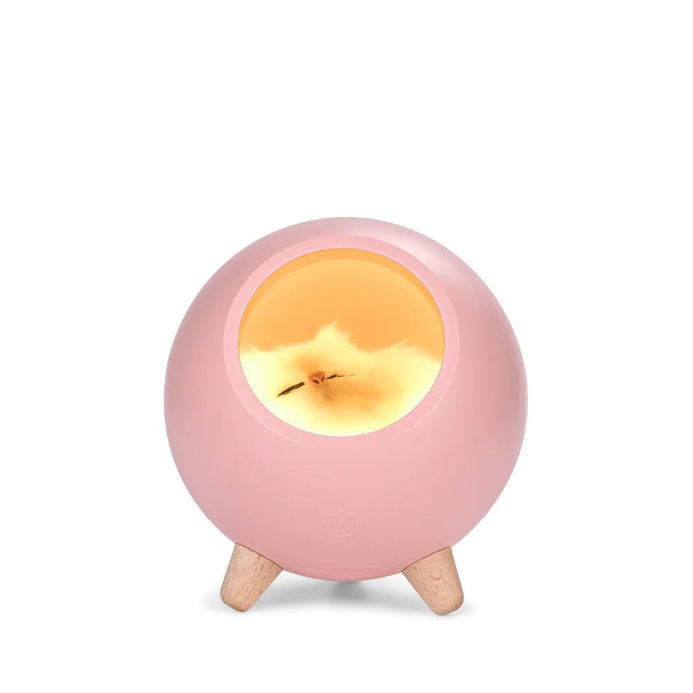 Cat house atmosphere table lamp with ABS shade, battery powered, 130x130x143mm, pink colour option