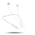 Neckband sports Bluetooth earphones in black, red, or white with USB charging cable