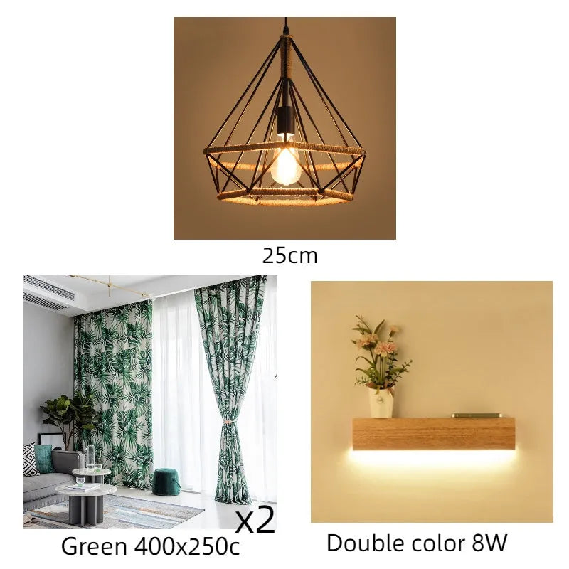 Rustic twine chandelier iron lampshade 25cm diameter adjustable height LianShang Lighting