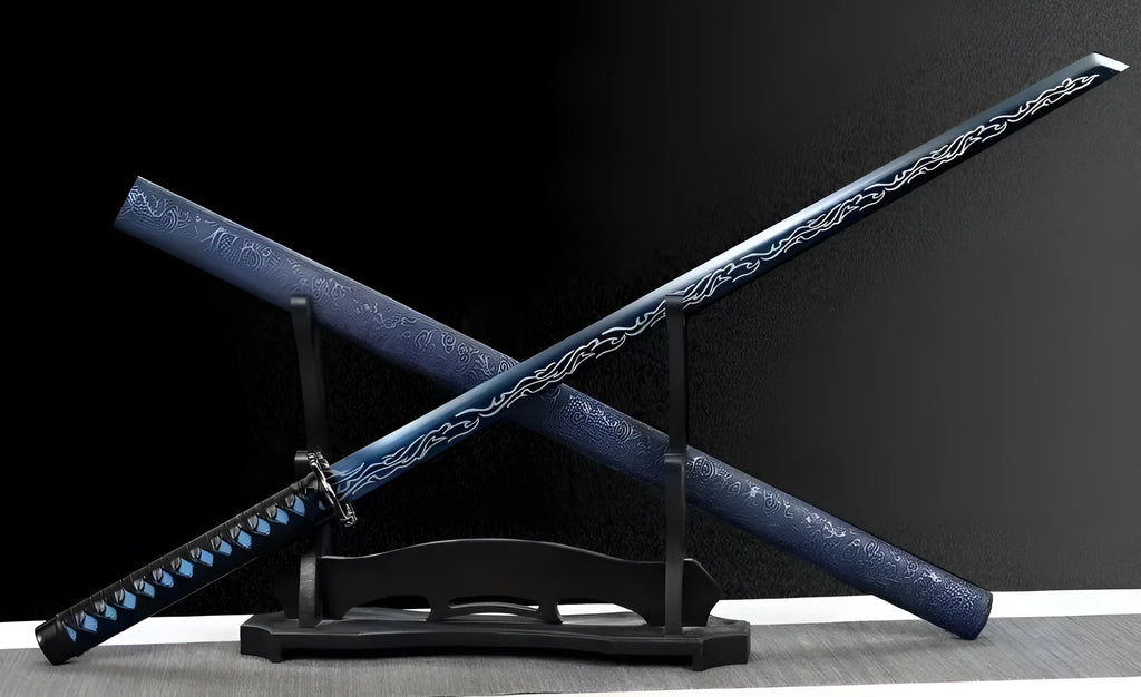 Blue Dragon Tang Horizontal Saber 100cm unsharpened high manganese steel collectible cold weapon from Longquan with plastic steel scabbard