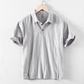 Men's loose fit casual shirt in linen blend fabric, shown in a solid colour.