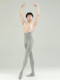 Men's ballet leotard practice suit high-waist suspender tights nylon blend solid colour black size S to XXL