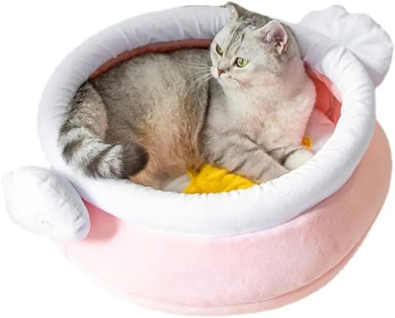 Pink magic honey pot shaped cat sofa bed with a removable cushion for small pets