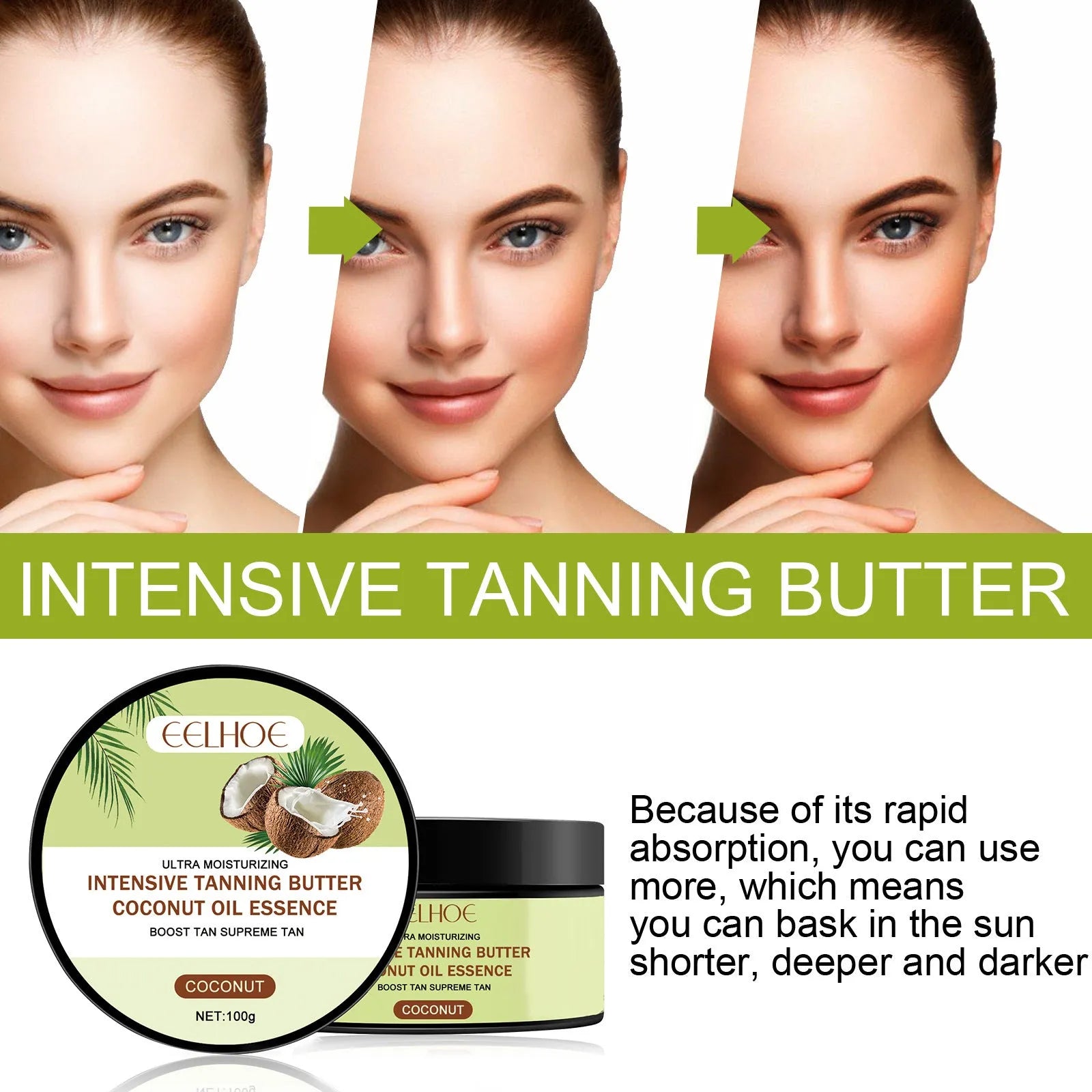 100g coconut oil-based blackening cream jar for skin tone darkening