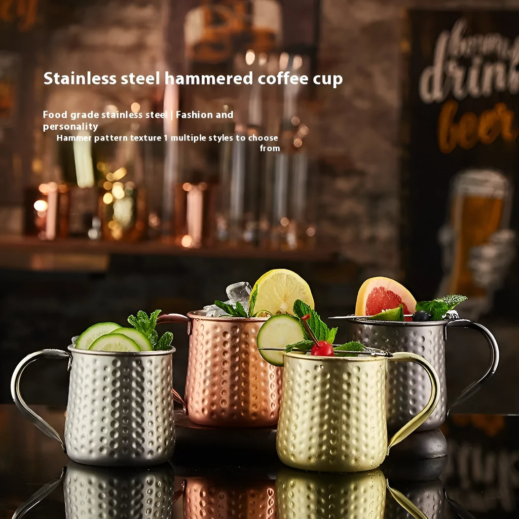 Copper plated stainless steel Moscow mule cup in a choice of hammered or smooth finish and multiple colours.