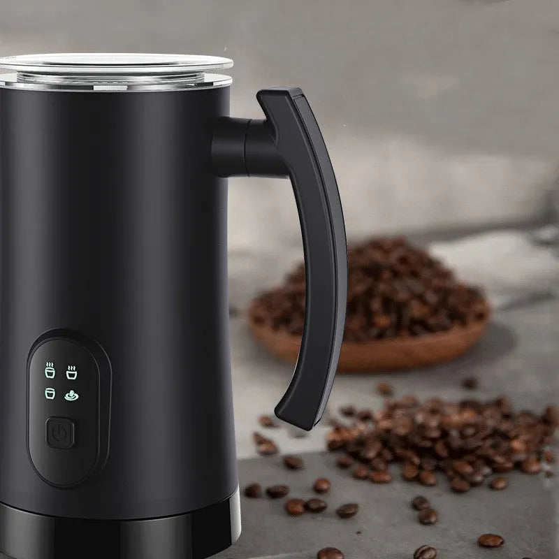Home automatic stainless steel electric milk frother in black with 400W power and 304 inner liner