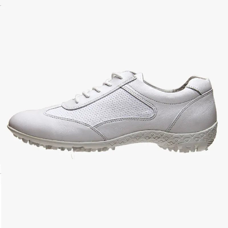 Women's light soft casual cowhide leather waterproof breathable non-slip sneakers in apricot colour with rubber sole