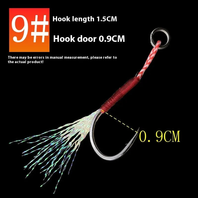 Bright wire iron plate single fishing hook for sea fishing, shown in various sizes from 9 to 14.