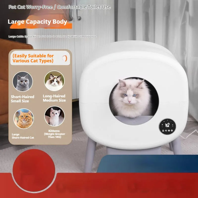 Automatic cat litter box with ABS plastic construction and 13L waste storage capacity