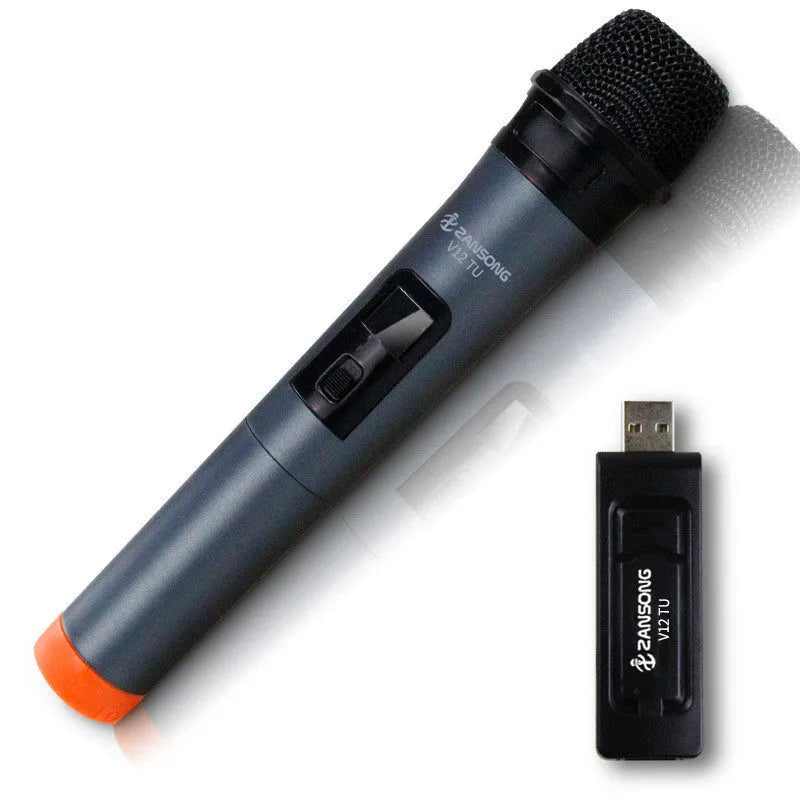 Black ZANSONG V12 wired dynamic handheld microphone with USB receiver and accessories