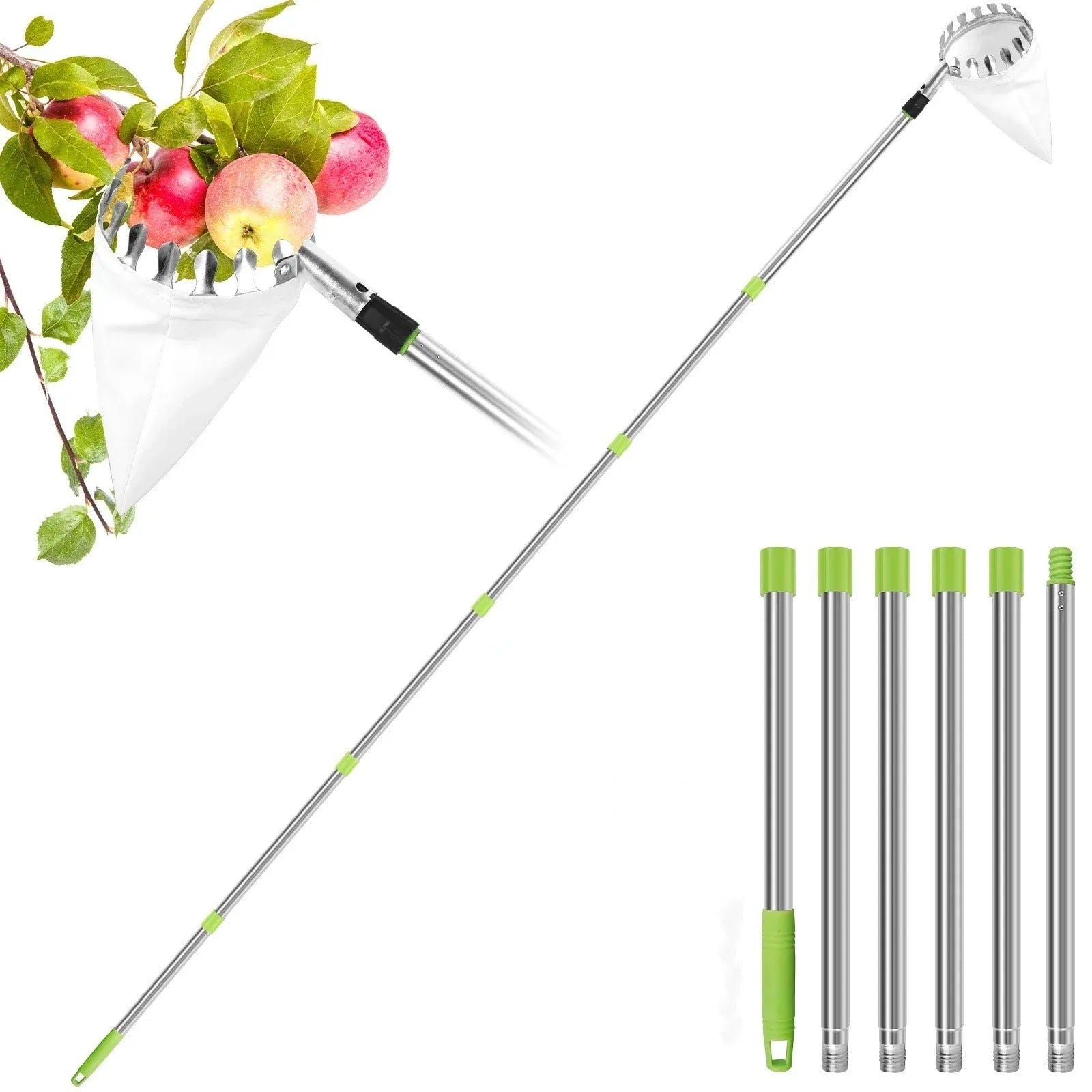 Stainless steel splicing rod fruit-picking device for orchard use with three length options