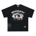 American retro hip hop gothic cotton t-shirt with letter pattern in white or black