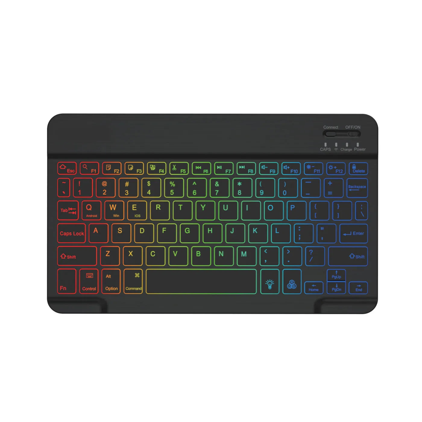 10-inch Bluetooth wireless keyboard with colourful backlight for tablets and mobile phones