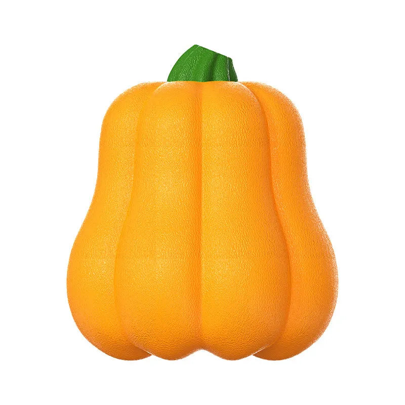 Orange plastic bite molar dog ball with rope attachment for outdoor fetch and chewing