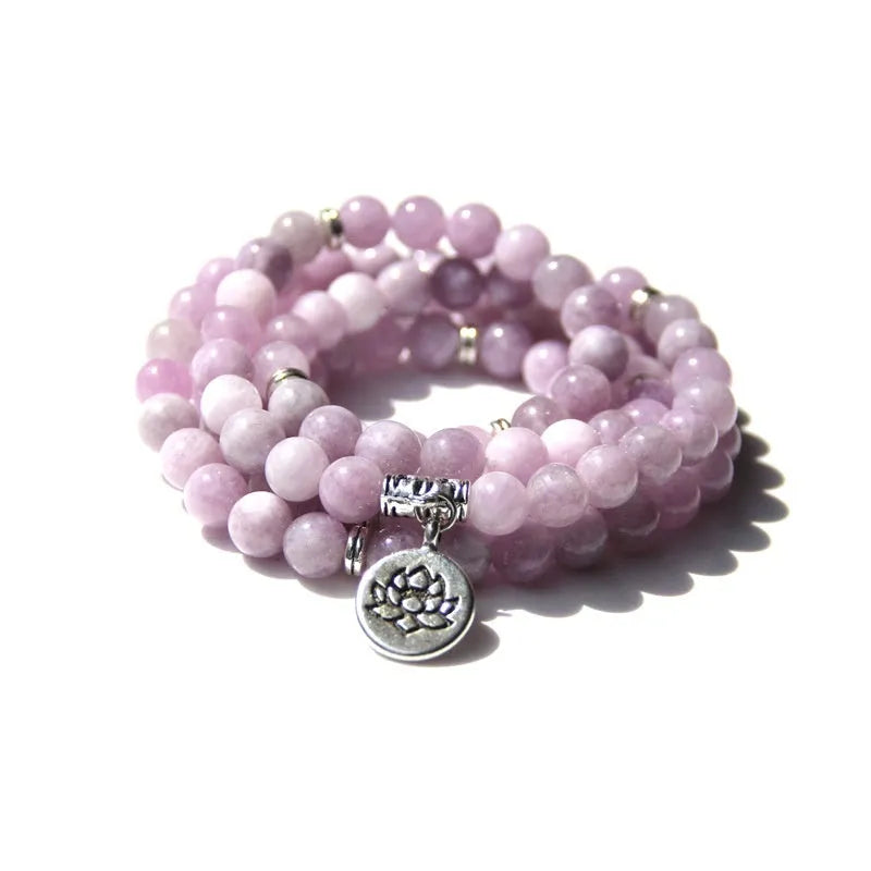 Women's vintage natural stone bracelet with a geometric lotus design in multiple colours.