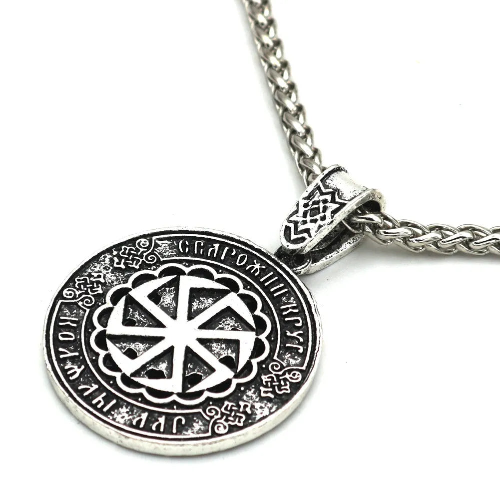 Lunavin ODing logo necklace pendant with antique silver finish and adjustable snake bones chain