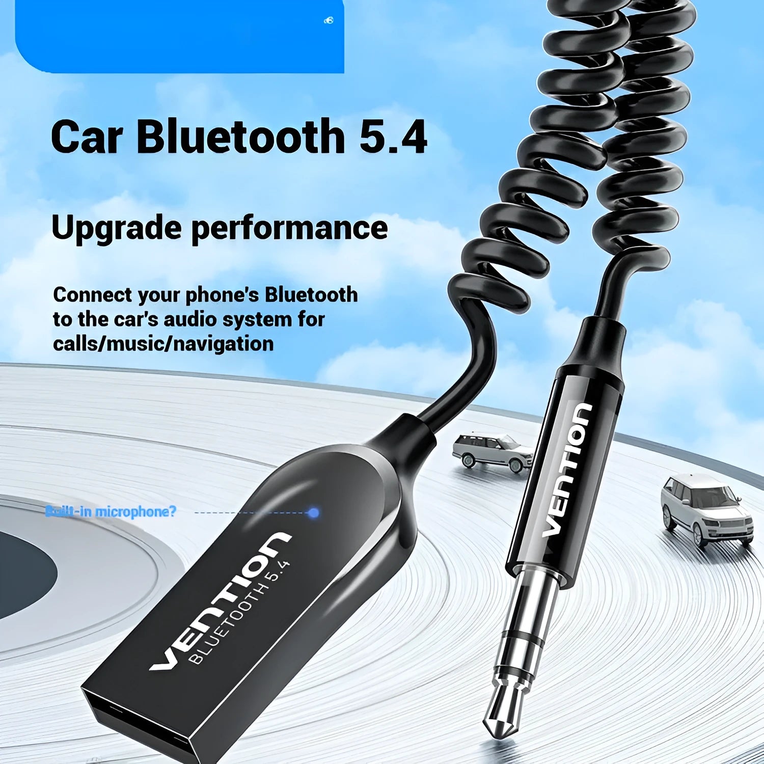 USB car Bluetooth sound receiver with zinc alloy USB connector and copper 3.5mm audio connector