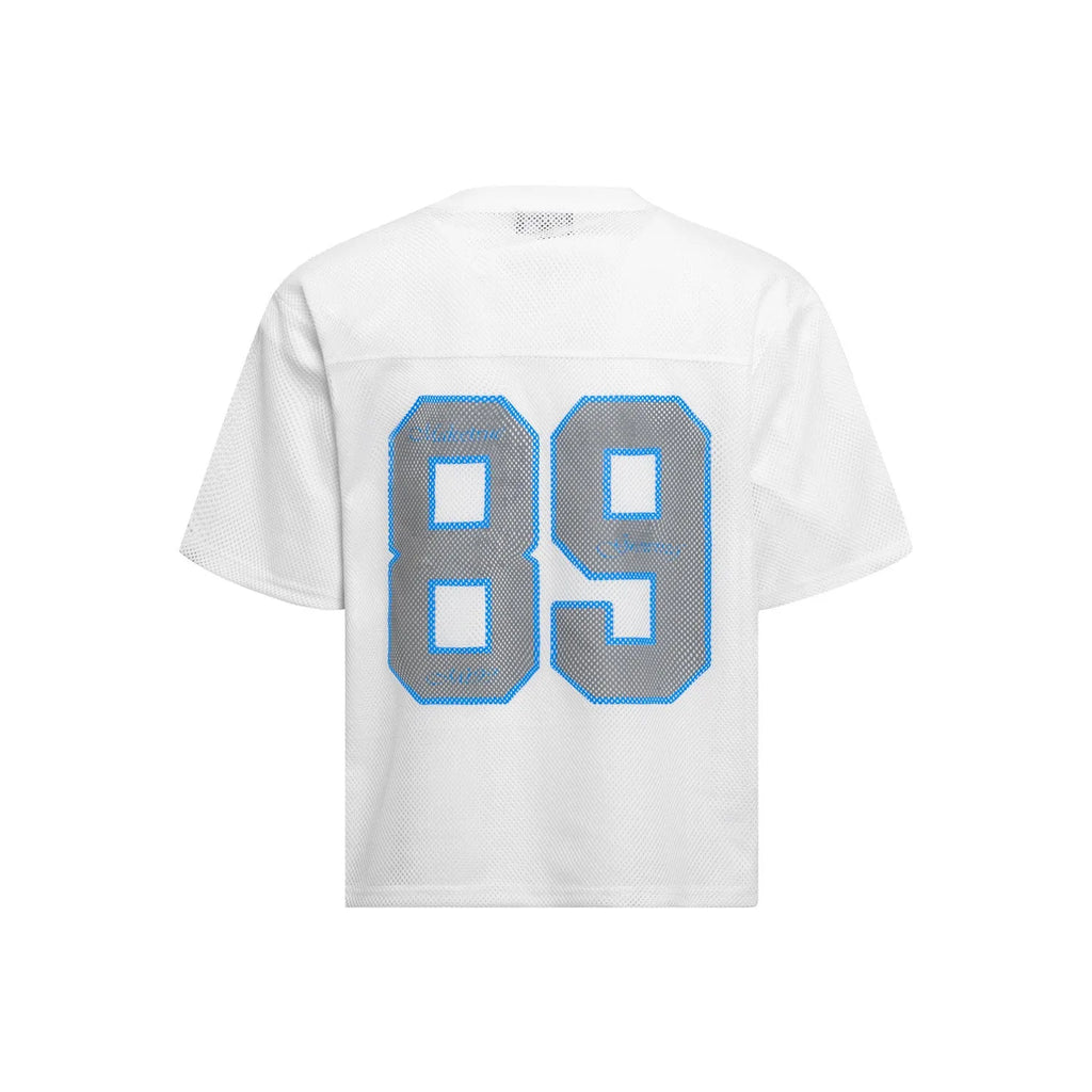 Casual loose-fitting T-shirt in white or black polyester chemical fibre blend fabric with short sleeves