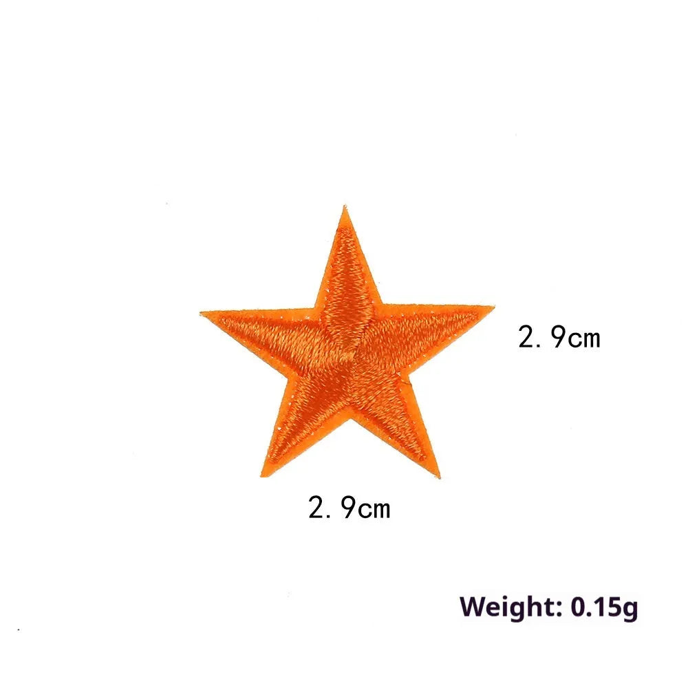 Colourful five-pointed star cloth embroidery labels for DIY clothing decoration.
