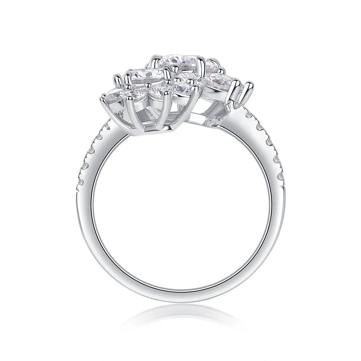 Wedding ring set with 1-carat moissanite in S925 silver platinum plating, gift box packaging