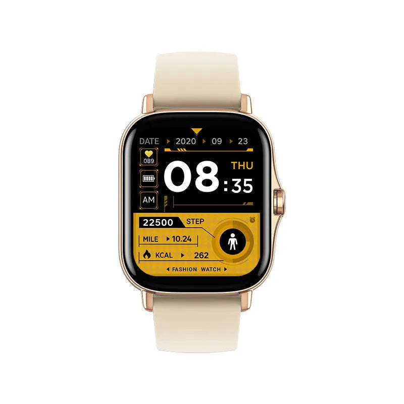 GT20 black smartwatch with alloy case and silicone strap showing touch screen display.