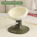 Adjustable ceramic cat feeding bowl in ice cream shape with pink and blue colour on a plastic base